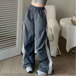 Hotgirl พร้อมส่งจากกทม กางเกงขายาวสีดำ Cargo pant กางเกงคาร์โก้เอวยางยืดอเนกประสงค์สไตล์อเมริกัน