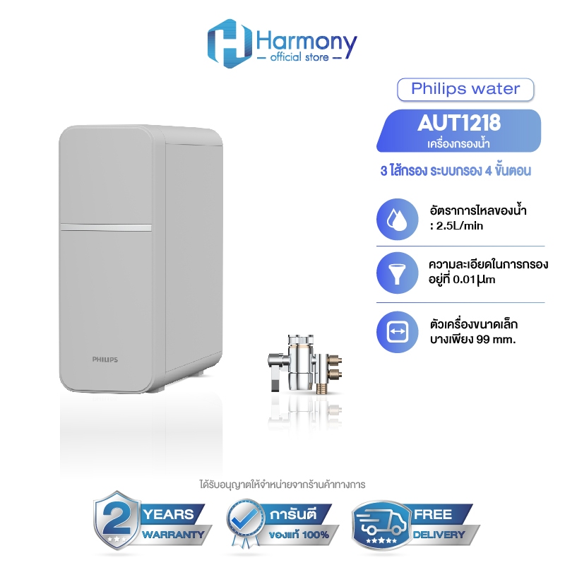 Philips Water เครื่องกรองน้ํา รุ่นAUT1218 เครื่องกรองน้ํา เครื่องกรองน้ำดื่ม กรองละเอียด 4 ขั้นตอน ส