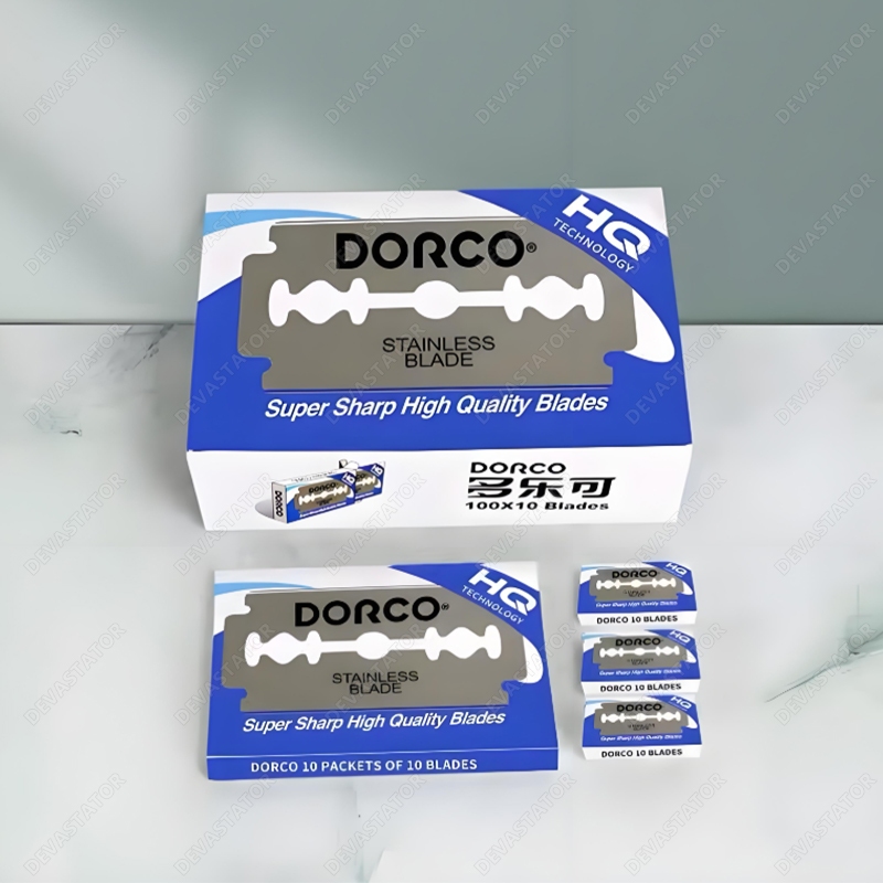DCPEO ใบมีดโกน 2คม 1 กล่อง 100 ใบ กันคิ้ว โกนหนวด ของแท้ บาร์เบอร์ นิยม ใบมีด