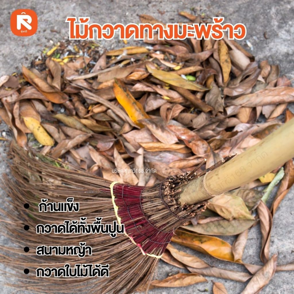 ไม้กวาดทางมะพร้าว สั้น(ด้าม) ไม้กวาด ตัดปลาย ด้ามไม้ไผ่แข็งแรงทนทาน ยาว120เซนติเมตร - รูปที่ 3