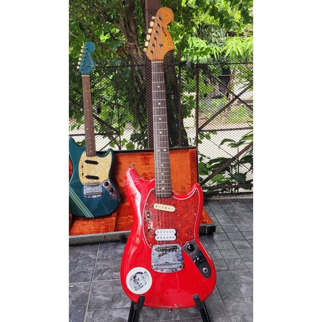 1969 Vintage Fender Mustang Guitar Kurt Cobain กีตาร์ เฟนเดอร์ มัสแตง Festa Red Pick up Seymour Dunc