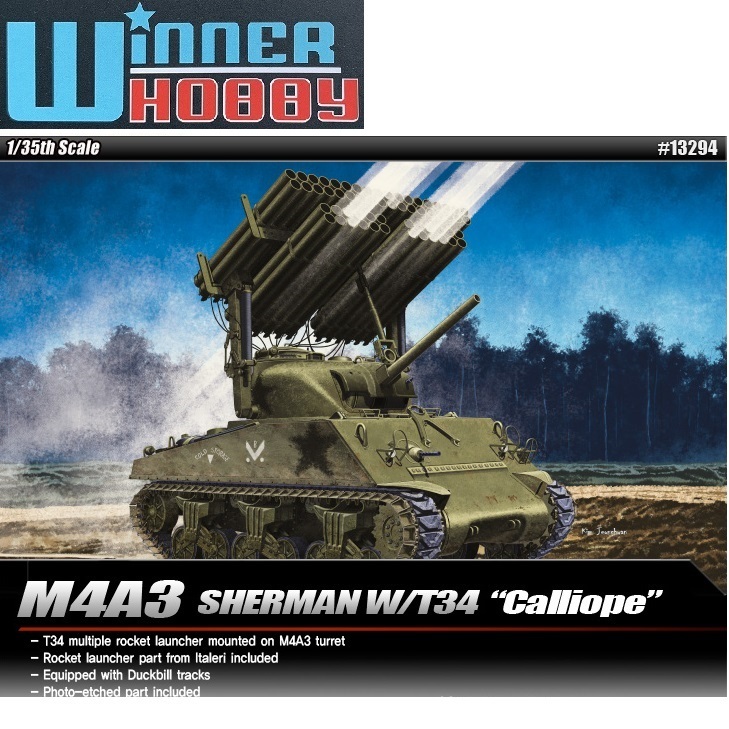 Academy 13294 M4A3 SHERMAN W/T34 "CALLIOPE" scale 1/35
