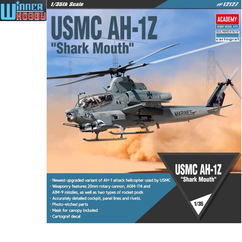 โมเดลเฮลิคอปเตอร์ Academy 12127 USMC AH-1 Z VIPER Shark Mouth scale 1/35