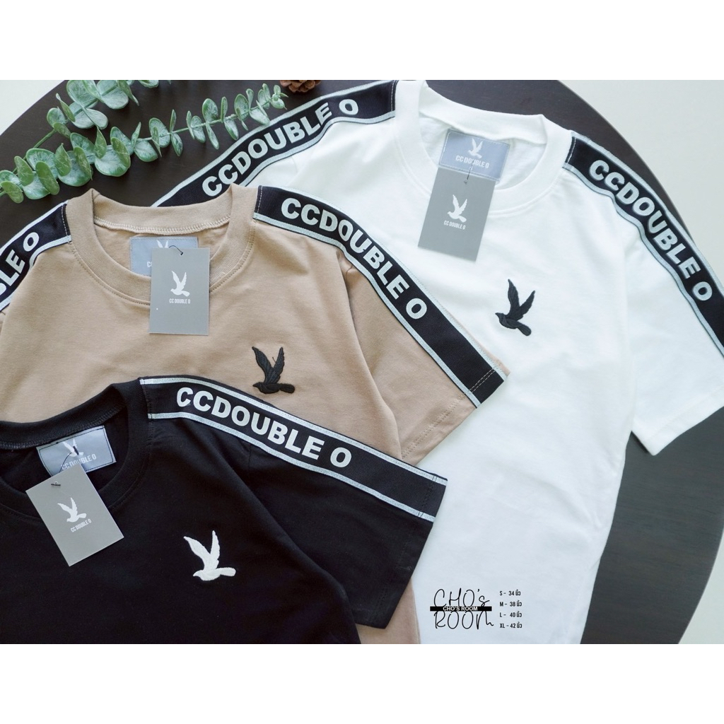 ‼️รุ่นขายดี‼️เสื้อยืดแถบบ่า CC DOUBLE O (ปักนก)มี6สี ใส่ได้ทั้งชายและหญิง S-2XL