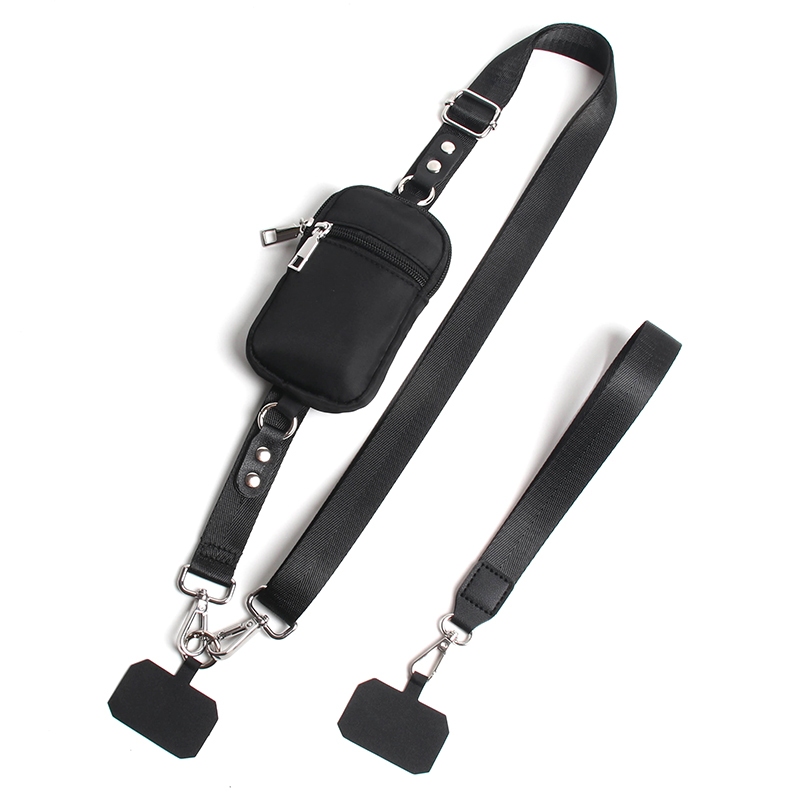 สายคล้องโทรศัพท์สะพายข้ามตัว พร้อมสายข้อมือ กันตก หมุนได้ 360° กระเป๋าสตางค์ถอดได้ ใช้ได้กับมือถือทุกรุ่น