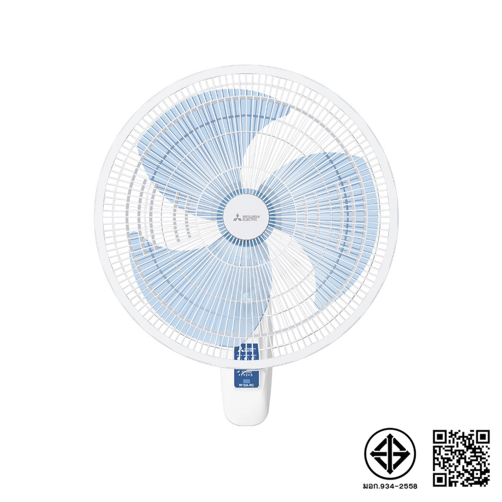 พัดลมติดผนัง 18 นิ้ว พร้อมรีโมต MITSUBISHI ELECTRIC รุ่น W18A-RC สีขาว เทา
