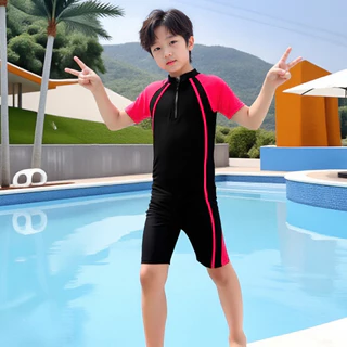 ชุดว่ายน้ำเด็กแขนสั้น( แถมหมวก ) ใส่ได้ทั้งเด็กชายและเด็กหญิง เด็กเล็กและเด็กโต