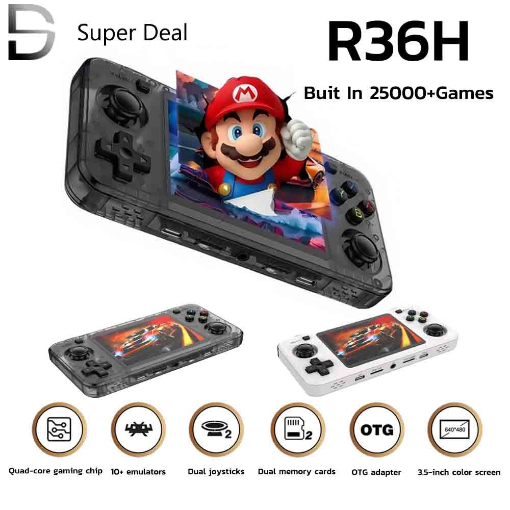 R36H ใหม่แบบพกพาเกม 128G Gameboy PSP ของเล่นเกมคอนโซล Retro เกมคอนโซล 21000 +ของขวัญสําหรับเด็กผู้ชาย เกมคอนโซลมือถือ