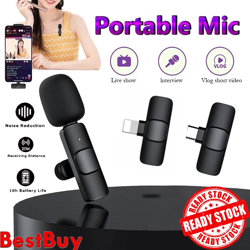 ไมค์ไร้สาย เล็กๆการลดเสียงรบกวน wireless microphone เหมาะสำหรับอุปกรณ์อิเล็กทรอนิกส์ ios/Type-C