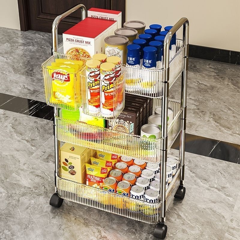 NeatBox ชั้นวางของ ชั้นวางโปร่งใส ชั้นวางของรถเข็นพลาสติก รถเข็นของ รถเข็นเก็บของ พร้อมล้อเลื่อน+ที่จับ สวยงามและทนทาน