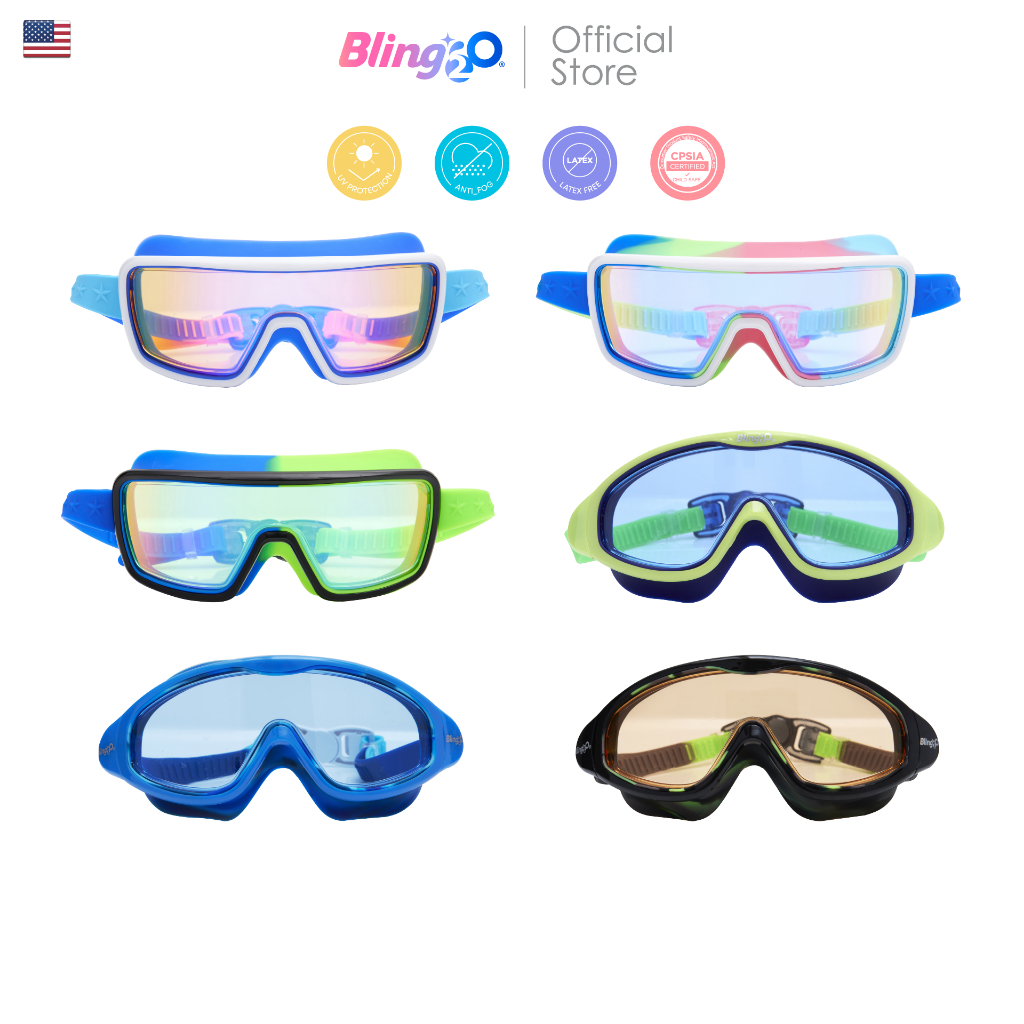 BLING2O หน้ากากว่ายน้ำเด็กยอดฮิตจากอเมริกา สำหรับเด็ก 5 ขวบขึ้นไป แว่นว่ายน้ำแฟชั่น ใส่สบาย ของใช้เด็กน่ารัก