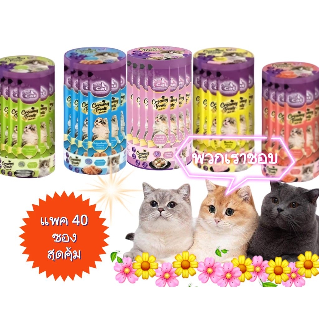 *แถมฟรี1 ซอง*Catty Cat 15g×40ซองขนมแมวเลียสุดคุ้มอายุตั้งแต่ 1 เดือนขึ้นไปทานได้