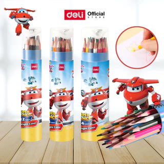 ดินสอสีไม้ Deli Super Wings สีสด เนื้อสีแน่น ระบายง่าย ชุด 12/18/24 สี สนุก Color Pencil