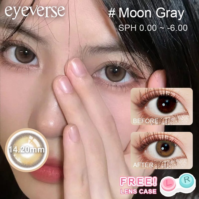 [0.00-6.00] Eyeverse สีมูนเกรย์ 14.2mm แบบรายเดือน COD ตาโต นุ่มสุดๆไม่ระคายเคือง