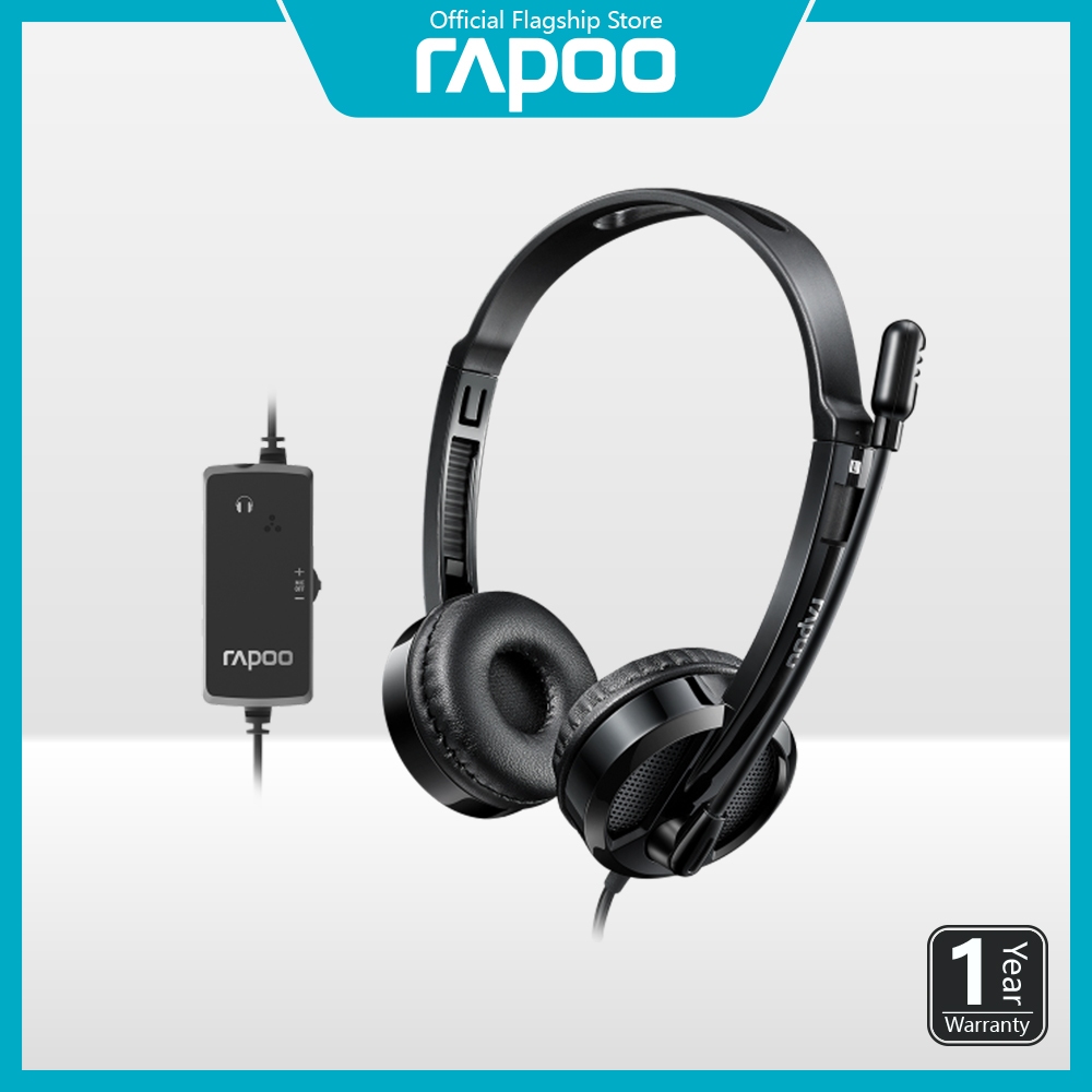 Rapoo H120 USB Stereo Headset ตัดเสียงรบกวน หูฟังแบบ On-Ear พร้อมหนังหุ้มอย่างดี (HT-H120-BK)