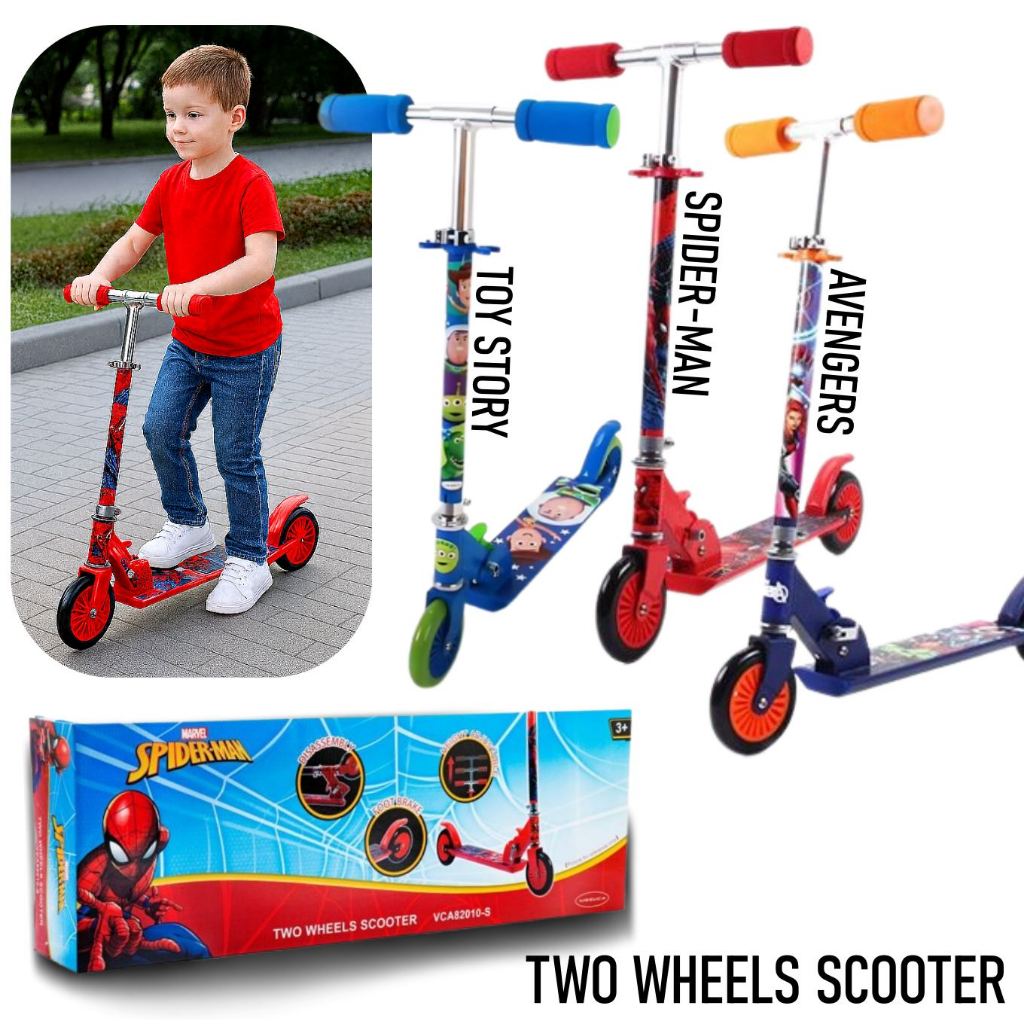 สกู๊ตเตอร์เด็ก 2 ล้อ ลายการ์ตูน SCOOTER (ลิขสิทธิ์แท้) Marvel Avengers / Spider-Man / Toy Story ปรับระดับได้ พับเก็บง่าย
