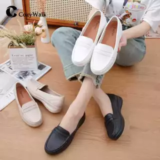 CozyWalk รองเท้าคัชชูผู้หญิง 👠 แบบสวม หนังนิ่ม พื้นนุ่ม เดินสบาย สไตล์มินิมอล มี 3 สี