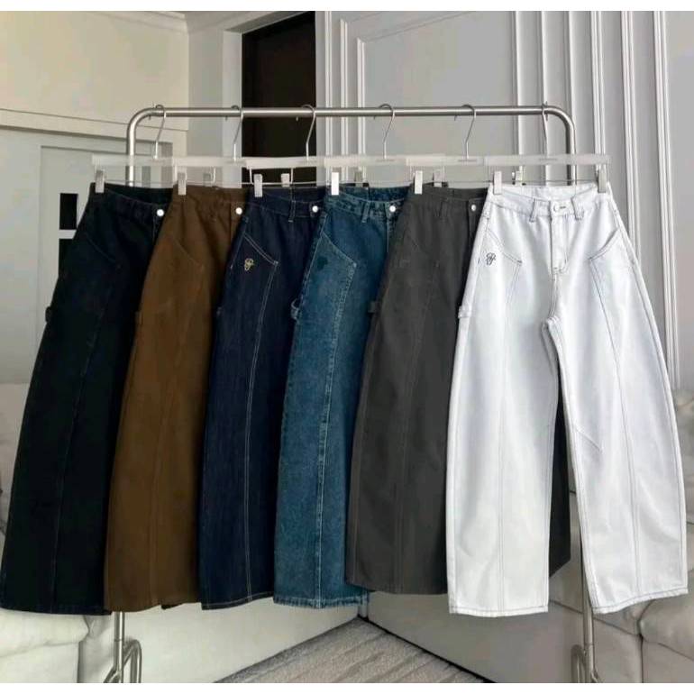 PTJ30305 Ethan Barrel Cargo กางเกงยีนส์คาร์โก้ขากระบอกทรงบาเรลปัก PROMTHONG