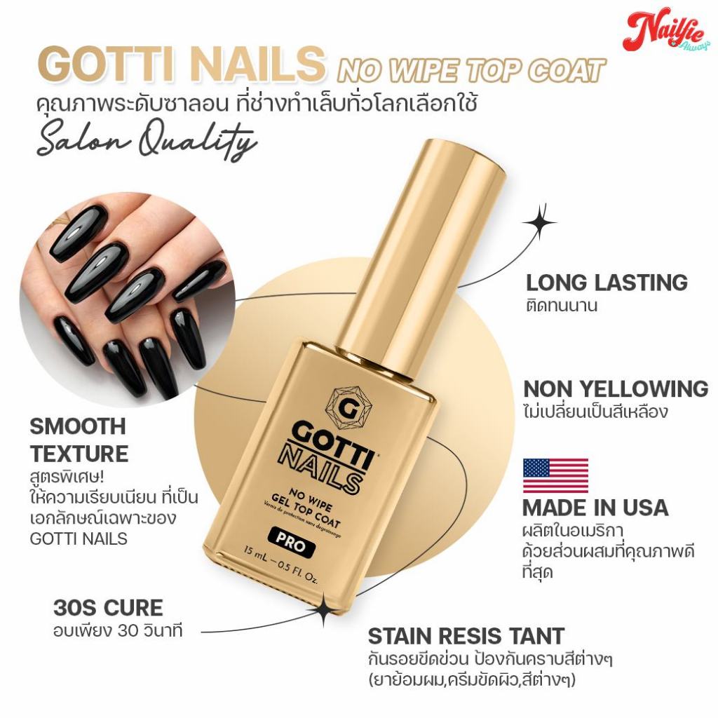 Gotti Top coat / Base Coat 🔥ท็อปโค้ท เบสโค้ท ตัวดังจากอเมริกา⚡️ท๊อปเจลเงาวิ๊ง กันรอย ติดทน ท็อปเงา