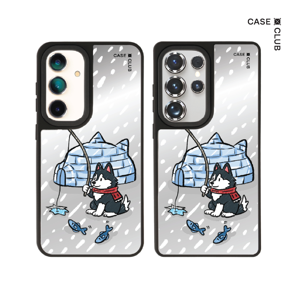 CaseClub เคส ซัมซุง เคส Samsung เคส กระจก ลาย Husky Eskimo สำหรับ Galaxy S25 Ultra / S25