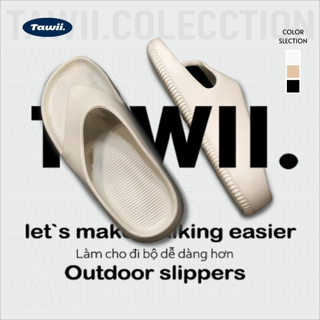 Tawii. รองเท้าแตะ แบบหนีบ EVA แบบเรียบ พื้นหนา กันลื่น สไตล์เดียวกันสำหรับผู้ชายและผู้หญิง
