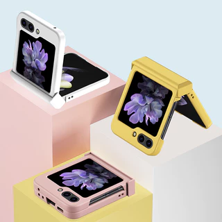 พร้อมส่งจากไทย ! เคสฟลิปสีเรียบกันกระแทกดีเยี่ยม (2211) พร้อมที่กันรอยโลโก้ for Samsung Galaxy Z Flip7 Flip6 Flip5
