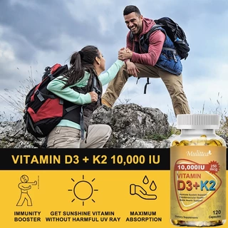 MULITTEA Vitamin D3 K2 Capsules เสริมสร้างกระดูกและส่งเสริมสุขภาพหัวใจและหลอดเลือด（วิตามินดี3 เค2）