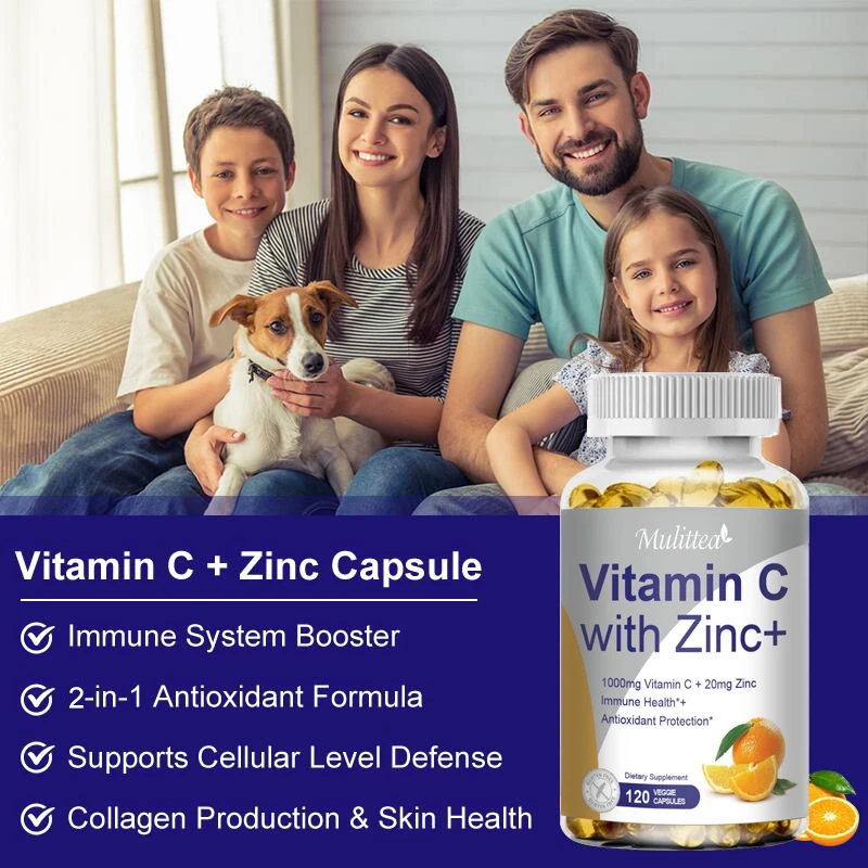 MULITTEA Vitamin C with Zinc Capsules บำรุงสุขภาพผม ผิว และเล็บ（วิตามินซีผสมซิงค์） thumbnail 4