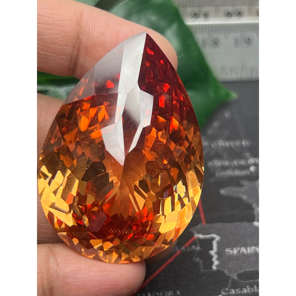 Champagne ROYAL DIAMOND เพชรรัสเซีย ทรงกลม 358  มม (1 เม็ด) พลอย CUBIC ZIRCONIA CZ PEAR SHAPE 34x48 