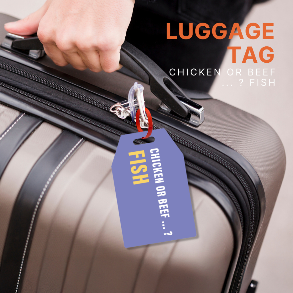 Happylife Luggage Tag ป้ายติดกระเป๋าเดินทาง CHICKEN OR BEEF ... ?  FISH อะคริลิค กันน้ำ แข็งแรง ดีไซ