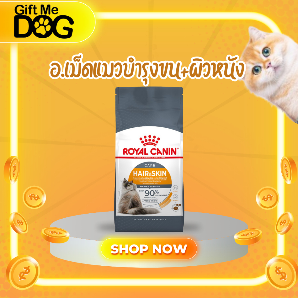 Royal Canin Hair&Skin โรยัลคานิน อาหารแมวบำรุงเส้นขนและผิวหนัง