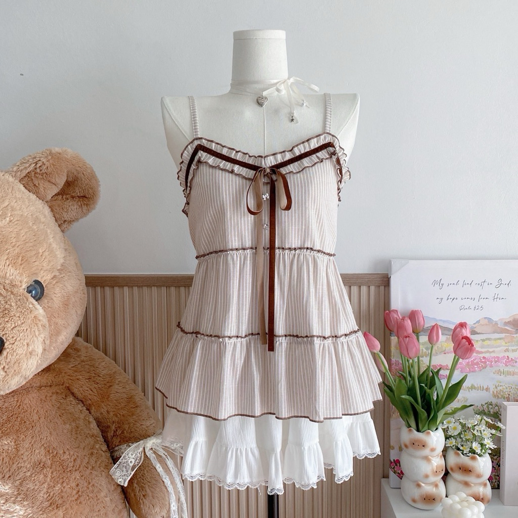 🧺🧸 ‎˗ˏˋ 𝔹𝕒𝕟𝕠𝕗𝕗𝕖𝕖 𝕋𝕠𝕡 | สายเดี่ยวขนมชั้นดีเทลริบบิ้น🧇🍌 - รูปที่ 4
