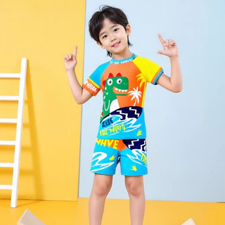 ชุดว่ายน้ำเด็กเล็กทูพีชพร้อมหมวก ชุดว่ายน้ำเด็กลายการ์ตูนน่ารักๆ ( Y09 )