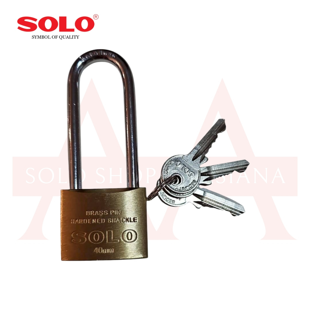 Solo No.84 L-30/40/50 MM กุญแจสปริงทองเหลืองโซโลรุ่นดับเบิ้ลบิลสเตอร์แพ็ค ขนาด 30,40,50 มม.