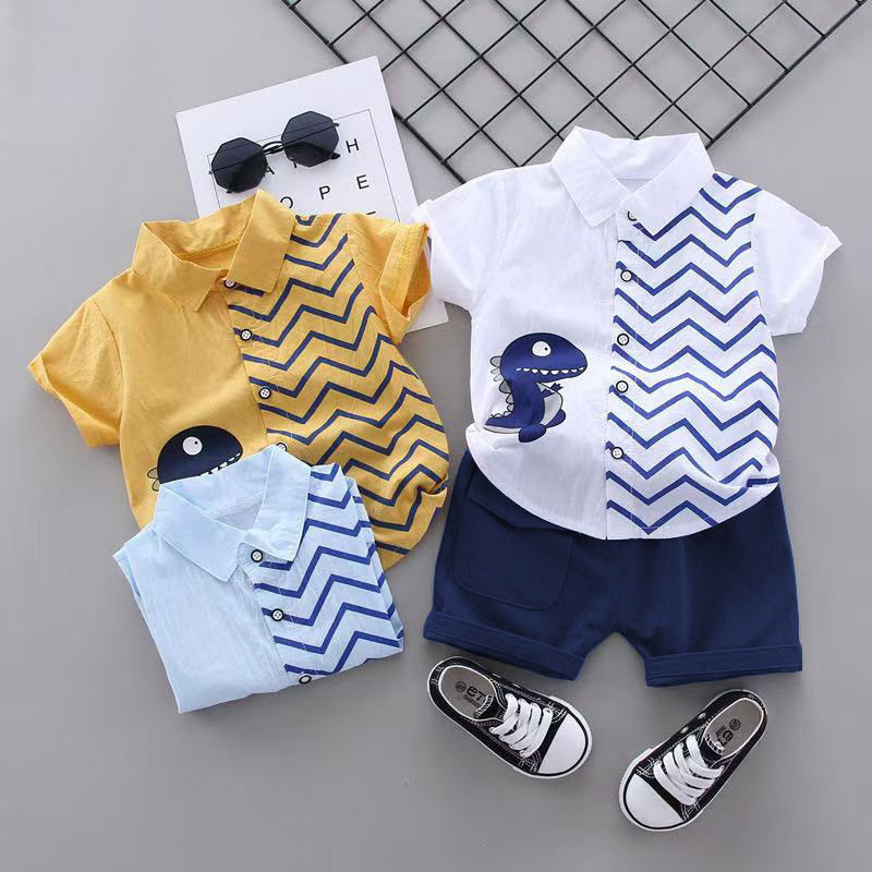 ชุดหล่อเด็กผู้ชาย1-5ขวบ เสื้อเชิ้ต+กางเกงset2ชิ้น