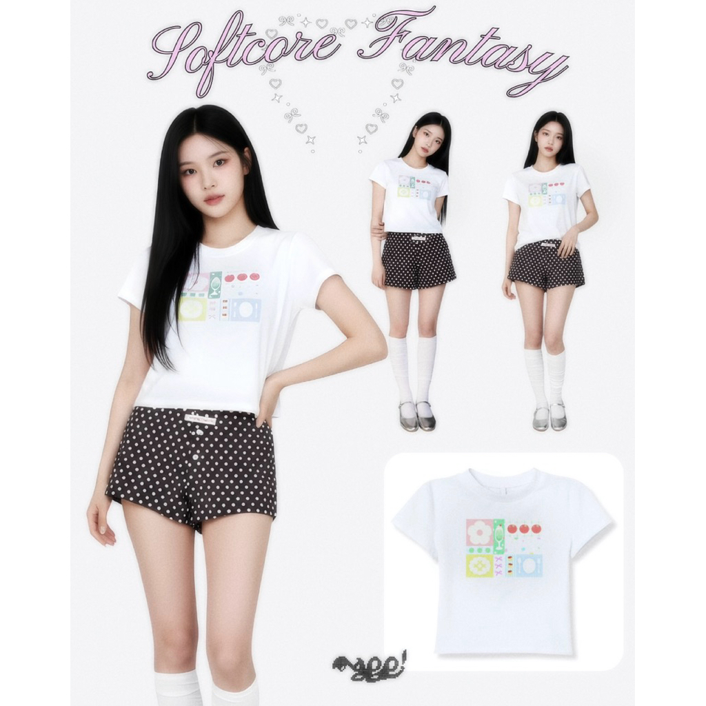 เสื้อยืด Freesize/เบบี้ที Mappi Pastel Picnic เสื้อยืด ลายคอลลาจพาสเทล Cotton 100% 210gsm