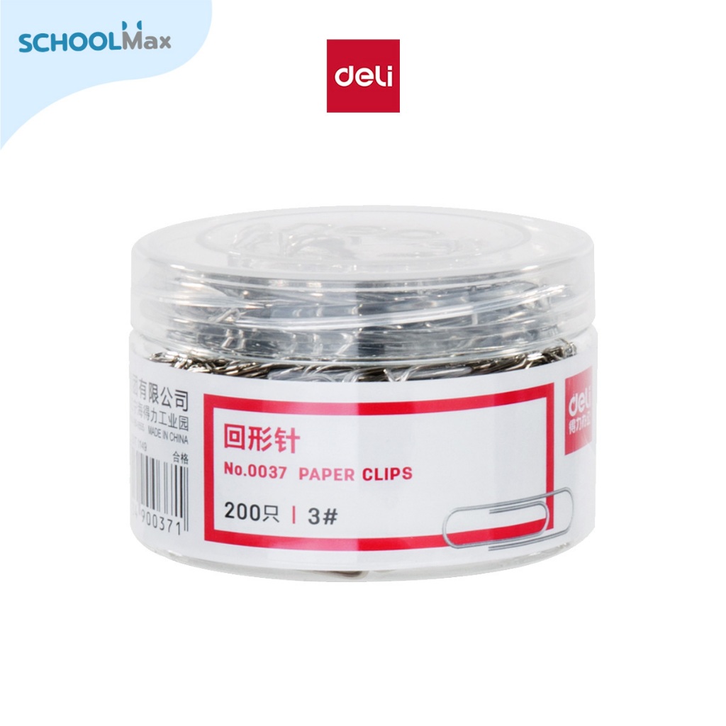 Deli ลวดเสียบกระดาษกลม (200ตัว/กระปุก) No.0037