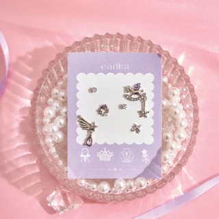 earika.earrings - sugarpony set เซ็ตต่างหูโพนี่สีม่วง ก้านเงินแท้ชุบทองคำขาว เหมาะสำหรับคนแพ้ง่าย