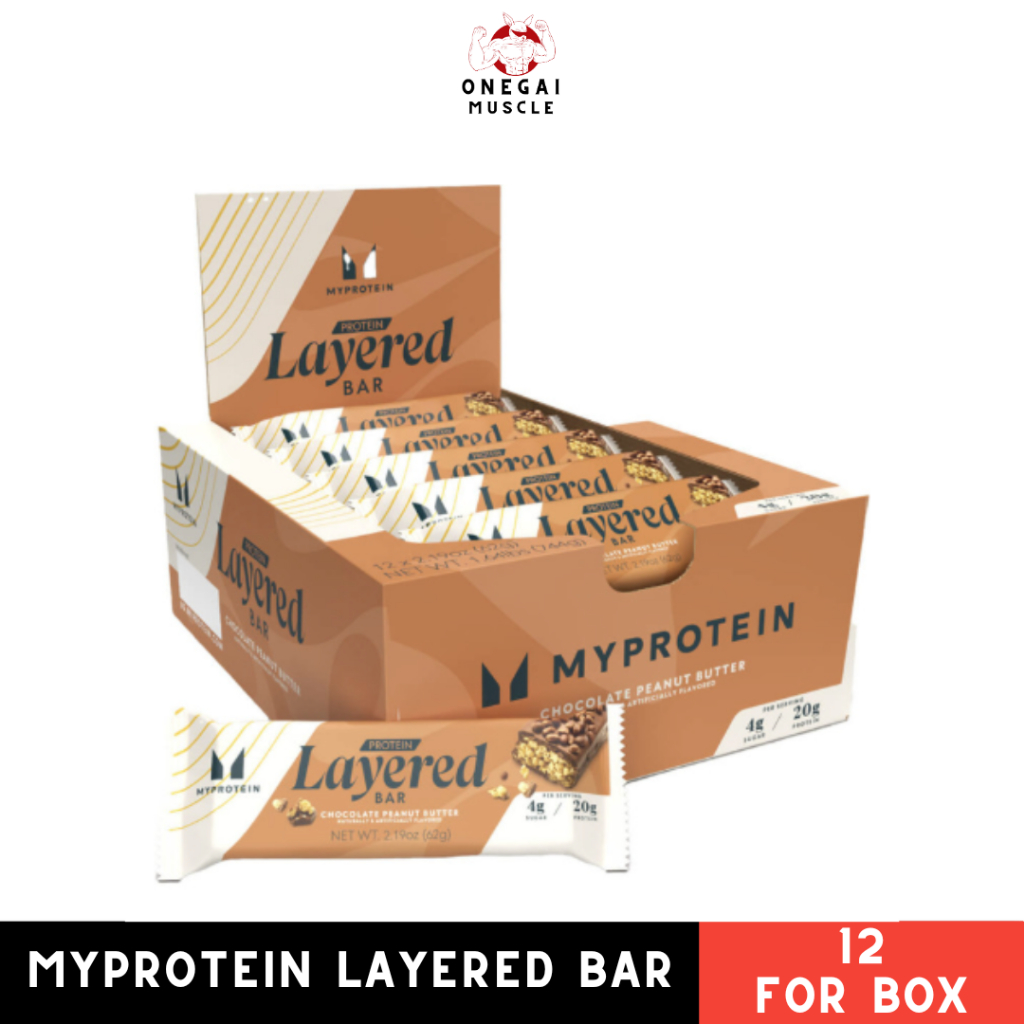 Myprotein Layered Bar BOX OF 12 BAR, myprotein bar, protein bar