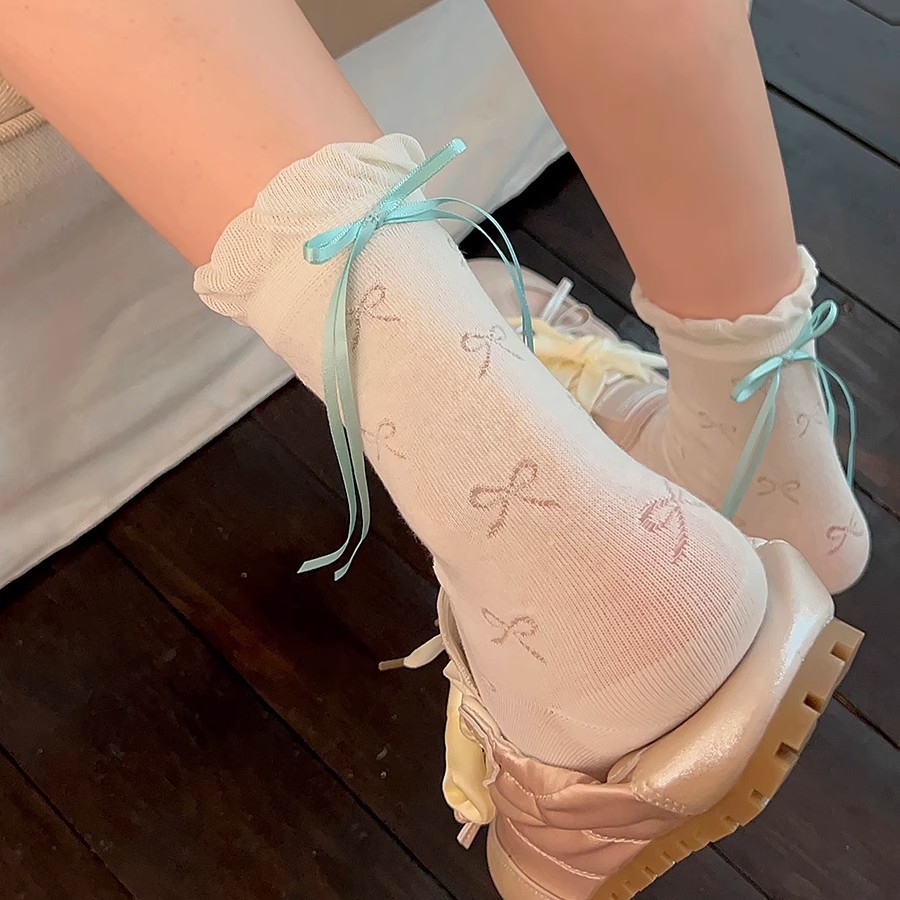 ถุงเท้าผู้หญิงญี่ปุ่น JK ถุงเท้าผูกโบว์ หวานและน่ารัก สไตล์บัลเล่ต์ บางและระบายอากาศได้ดี - รูปที่ 7