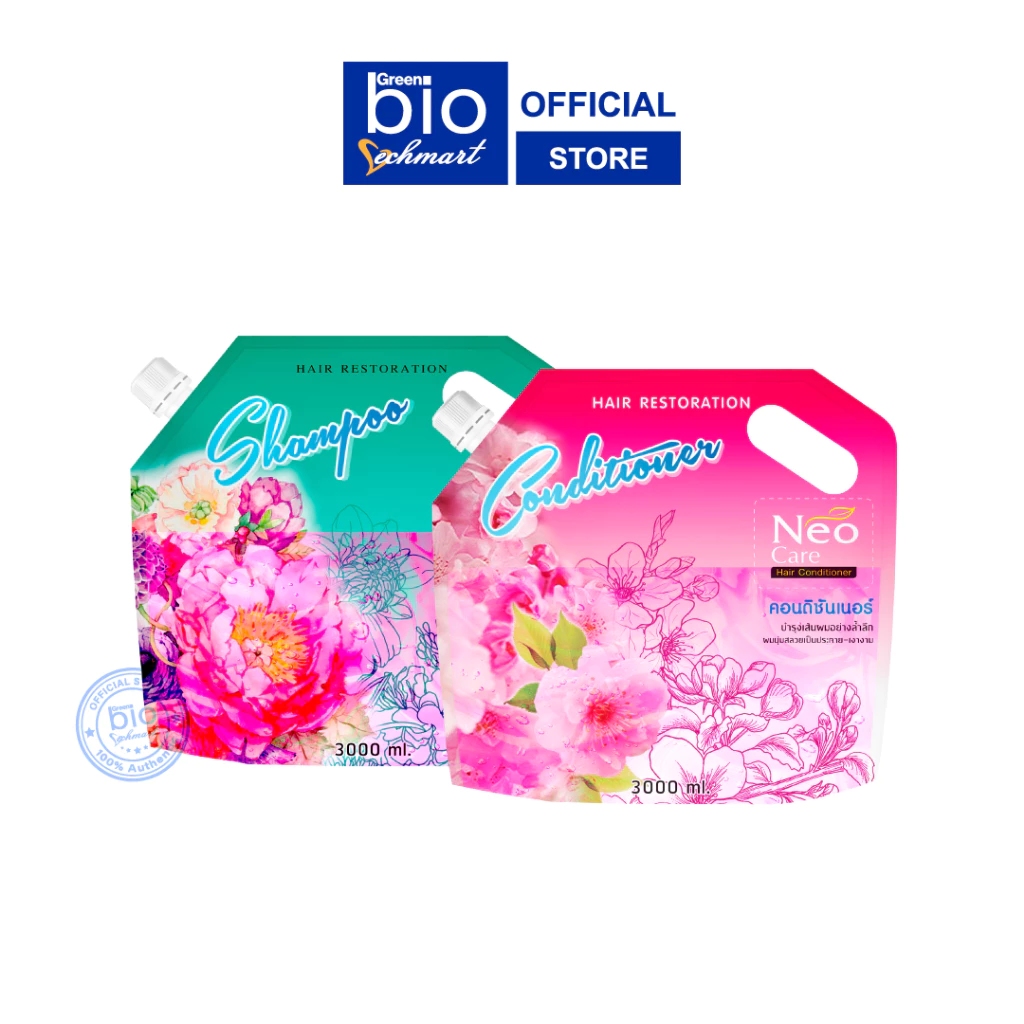 NEO CARE แชมพูและครีมนวดผม สูตรผสมวิตามิน สีชมพู ขนาด 3000 ml.