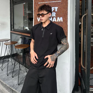 Karants เสื้อเชิ้ตผ้าฝ้ายปิเก้ Polo Oversize ตกแต่งด้วยขอบโลหะเรียบ สำหรับผู้ชายและผู้หญิง Unisex - KR259