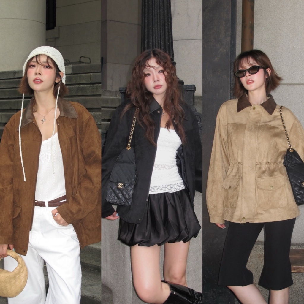 MALIMAYS - Brooke Suede Jacket เสื้อกันหนาวหนังกลับ คอปกหนัง