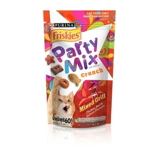 Friskies Party Mix ขนมแมว ปาร์ตี้ มิกซ์ ขนาดถุงละ 60 กรัม (1กล่อง x8ถุง)