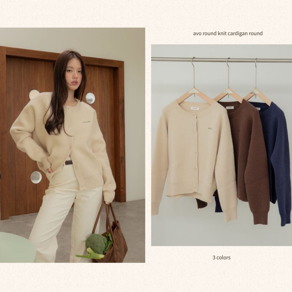 avo เสื้อคาร์ดิแกน oversize  round knit cardigan round