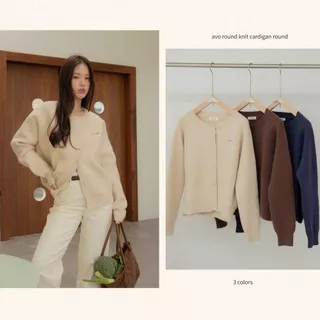 avo เสื้อคาร์ดิแกน oversize round knit cardigan round