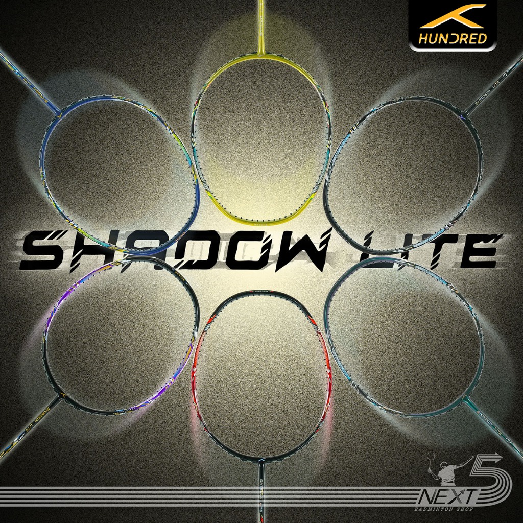 HUNDRED ไม้แบดมินตันรุ่น SHADOW LITE แถมเอ็น พันด้าม ซอง ประกัน 6 เดือน