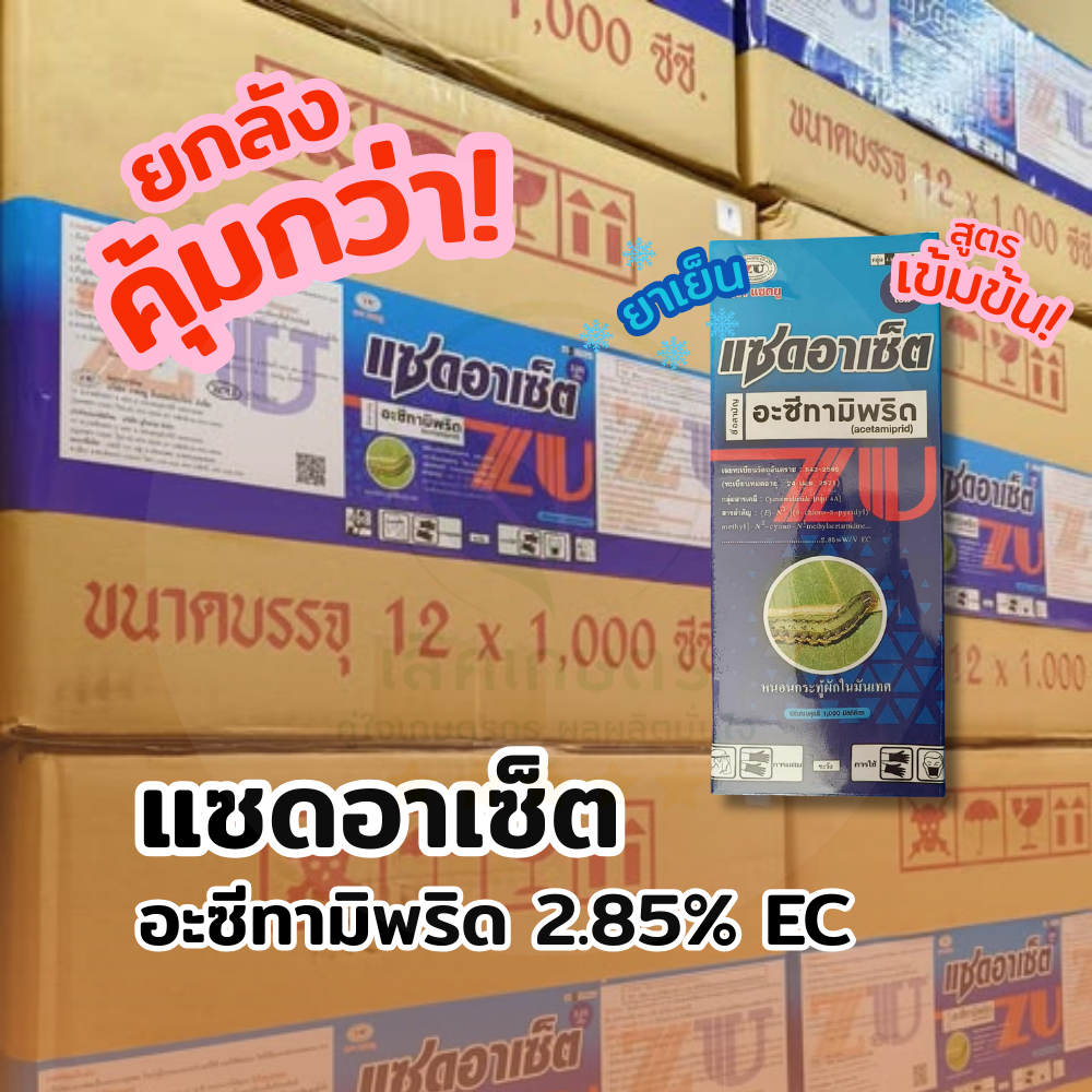 ยกลัง! อะซีทามิพริด (แซดอาเซ็ต 1ลิตรx12) ป้องกันกำจัดเพลี้ยจั๊กจั่น บั่ว หนอนใยผัก เพลี้ยไฟ หนอนชอนใบ เพลี้ยอ่อน