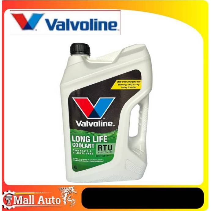 น้ำยาหล่อเย็น น้ำยาเติมหม้อน้ำ น้ํายาหม้อน้ํา Coolant RTU สีเขียว วาโวลีน VALVOLINE ( เขียว ) 4ลิตร