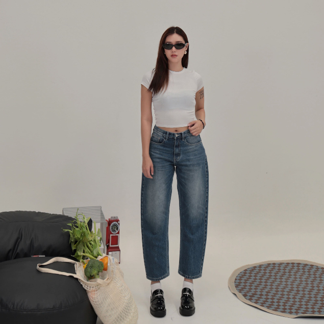 ยีนส์ Nammon Jeans NM42 กางเกงยีนส์ทรง Barrel Leg (Airy Light Blue) - ผ้าไม่ยืด